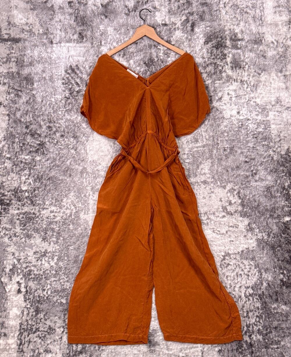 Anthropologie Jumpsuit Medium Womens Corey Lynn Calter Orange Cupro Wide Leg